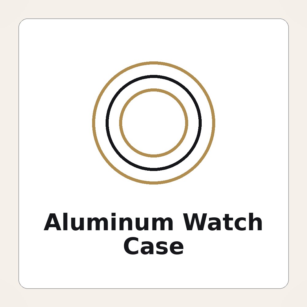 Rugged anodized aluminum watch case with foam inserts and a generic brand logo