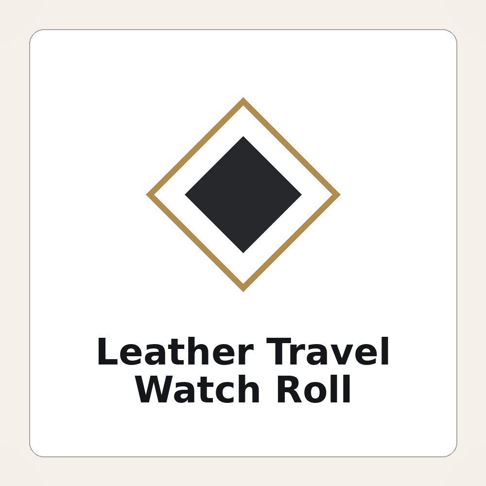 Rolled leather travel watch case with a debossed generic brand logo and tie closure